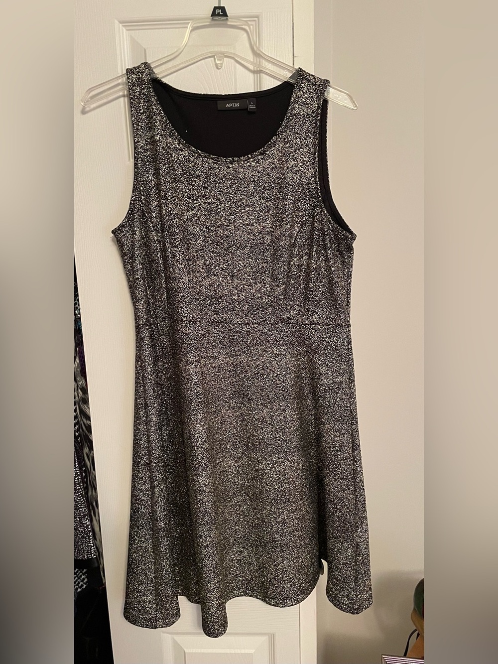 Apt. 9 Silver Glitter/shimmer Sleeveless Fit & Flare Dress Large